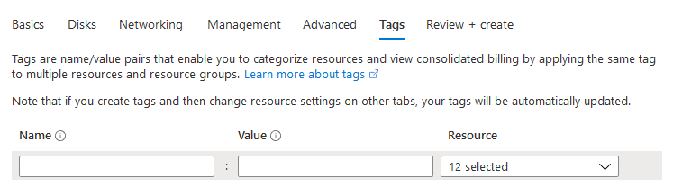 Tagging the resource